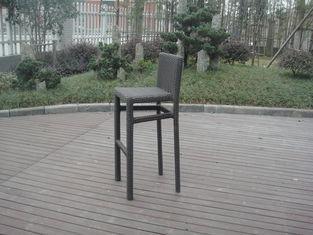 Resin Wicker Bar Set With Cushion , Black Bar Table With Gl