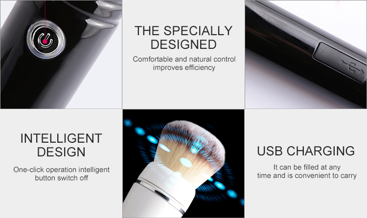 Wholesale luxury rechargeable black round detachable electric rotating cosmetic makeup brush