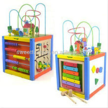 wooden intelligent playing cube education toys