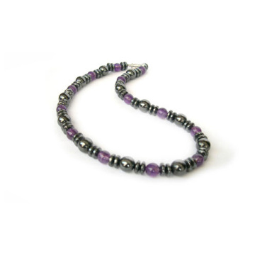 Amethyst Hematite Gemstone Necklace