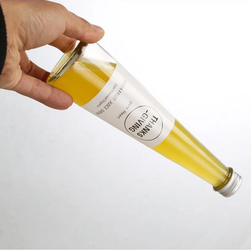 Beverage Juice Cone Shape Glass Bottle of 300ml, 250ml, 200ml