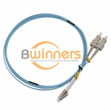 SC UPC - LC UPC MM OM3 DX 2.0mm PVC Aqua 2M Fibre Patch Leads