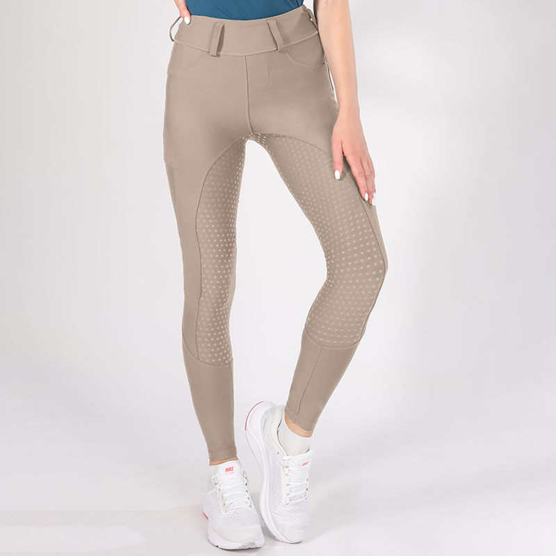 Mujeres calzones con leggings ecuestres de silicona completa con bolsillo