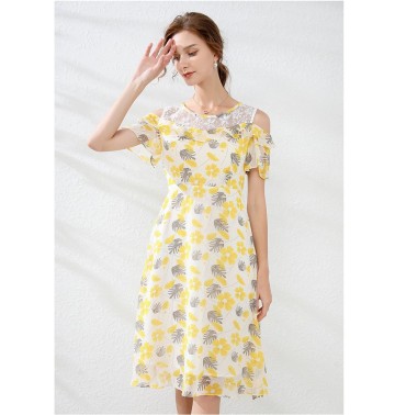 chiffon casual floral women dress