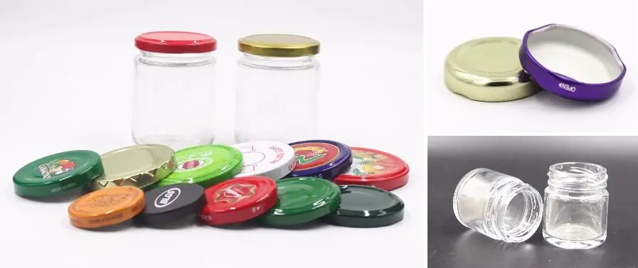 Straight Side Round Glass Jars with Metal Lids for Food Fruit