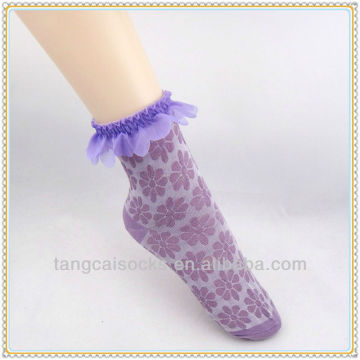 Fancy Lace Cotton Nylon Ladies Socks