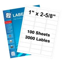 2.625"X 1"white vinyl sticker paper