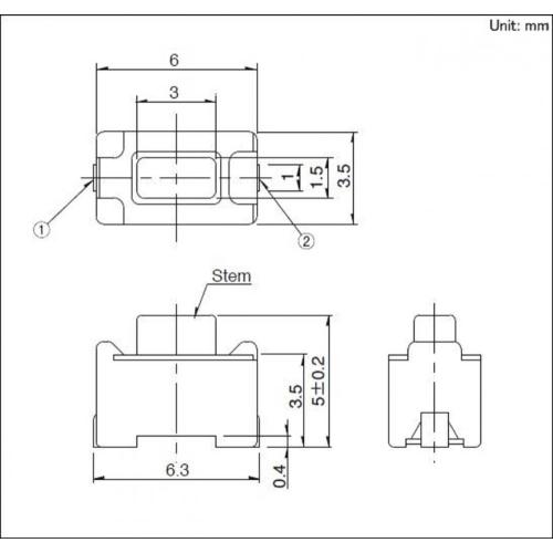 4,3 mm 5,0 mm Höhe SMD-Schalter