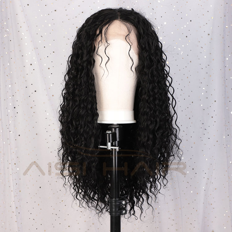 Aisi Hair Afro Curly Long Wavy Natural Black Swiss Lace Wig Afro Kinky Style Synthetic Lace Frontal Hair Wigs For Black Women