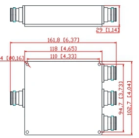 550-4000MHz IP65 3 Way 4.3-10 Mini DIN Wilkinson Power Divider