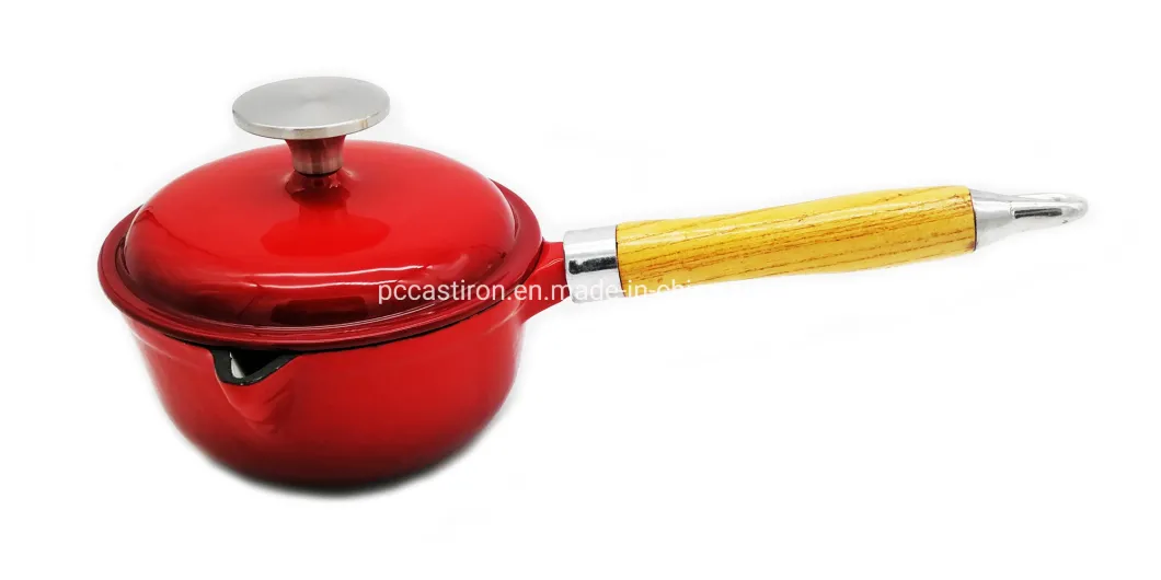 Enamel Cast Iron Double Use Milk Pot with Lid as Frypan