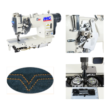 Máquina de coser de jeans industriales de barra dividida de doble aguja