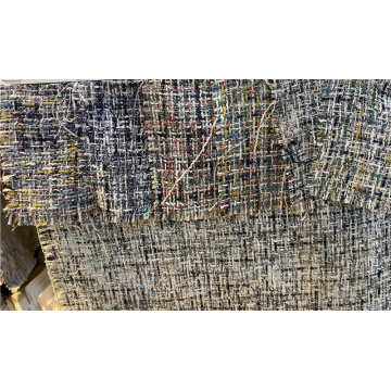 Poliéster Lurex Plaid Fancy Knit Fabric