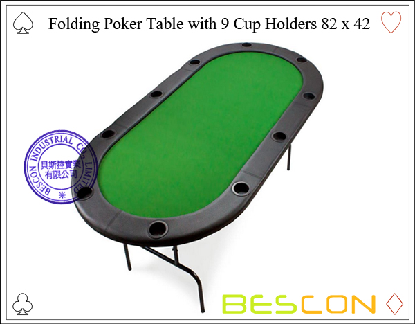 Faltender Pokertisch mit 9 Schalenhaltern 82 x 42-2 Folding Poker Table with 9 Cup Holders 82 x 42-2