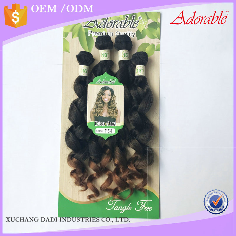 Adorable mink hair diva curl 4pcs  hair synthetic fiber super diva weave, spanish wave curly heat resistant fiber package