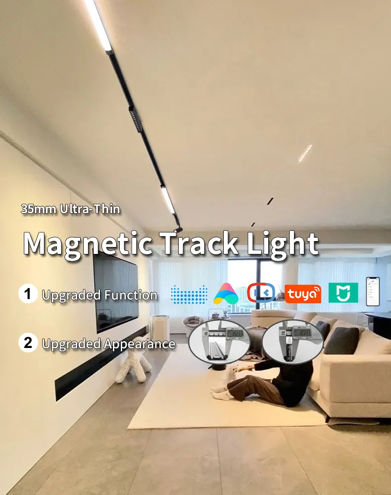 Erdu Ceiling Linear 48V 35mm Slim Rail Magnetic Track Light System Ultra Thin Surface Mounted COB Spotlight LED Magnetic Track L