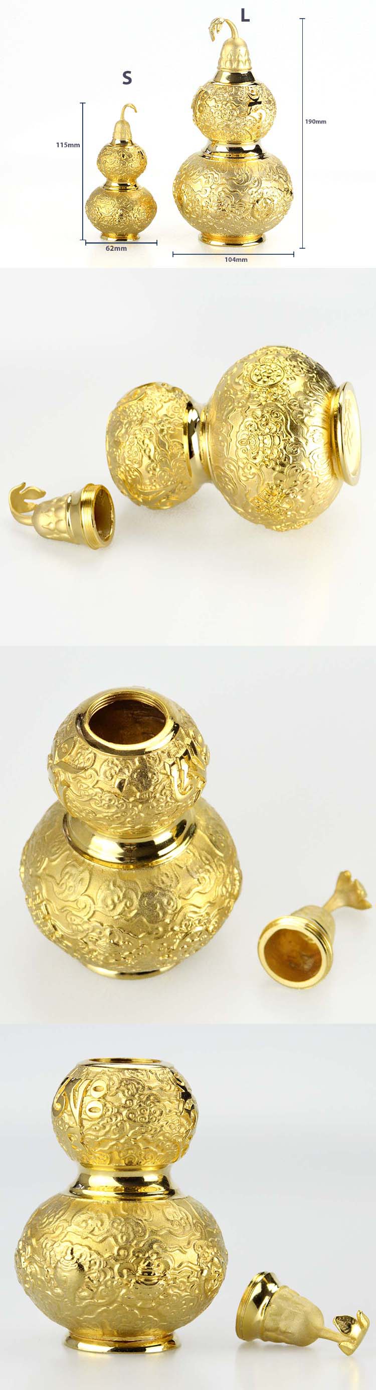 Zhongshan Wholesale Custom Copper & Brass Religious Crafts Feng Shui Gold Gourd Buddhist Gifts Crafts