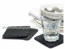 Nature black squre slate cup mats