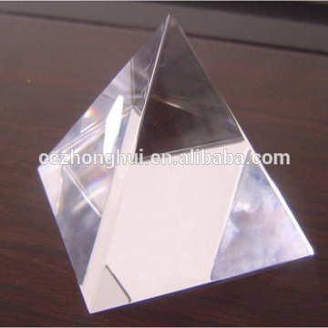 Clear crystal glass pyramid paperweight