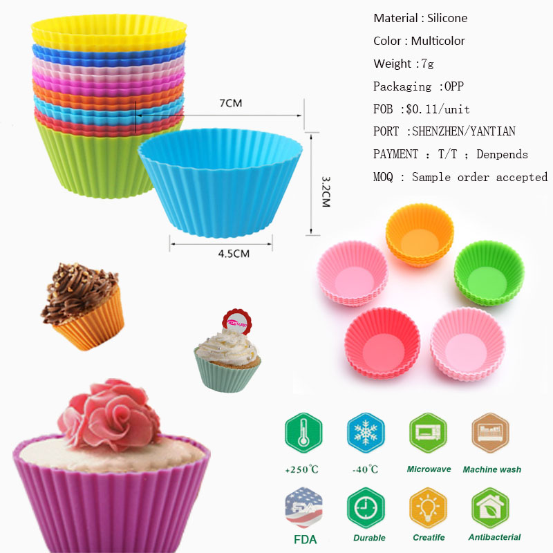 Silikonbakning Muffinkoppar Inga BPA återanvändbara non-stick cupcake foder kakbakning formar