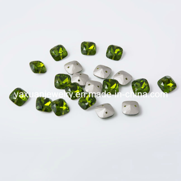 Olivine Square Sew on Crystal Stone Beads