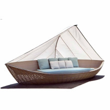 Popular Outdoor Rattan Daybed Canopy Boat