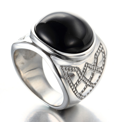 925 silver black stone ring for men