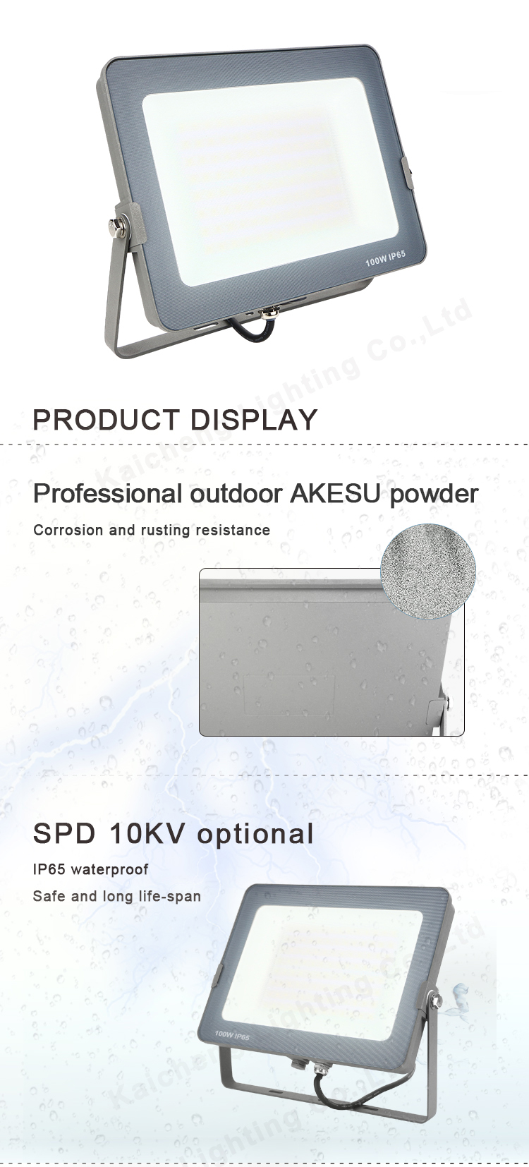 KCD Hot sale IP65 Waterproof ADC12 100 watt outdoor led flood light