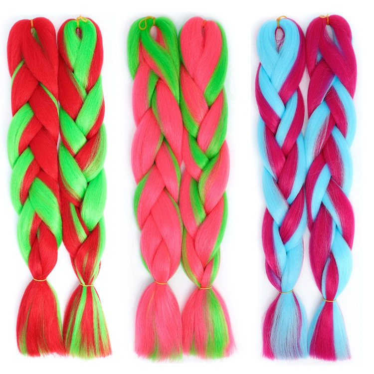 Rainbow Mix Colorful Synthetic Braiding Hair Extensions Soft Jumbo Crochet Braids