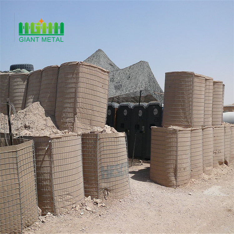 Sand filled gabion hesco blast wall