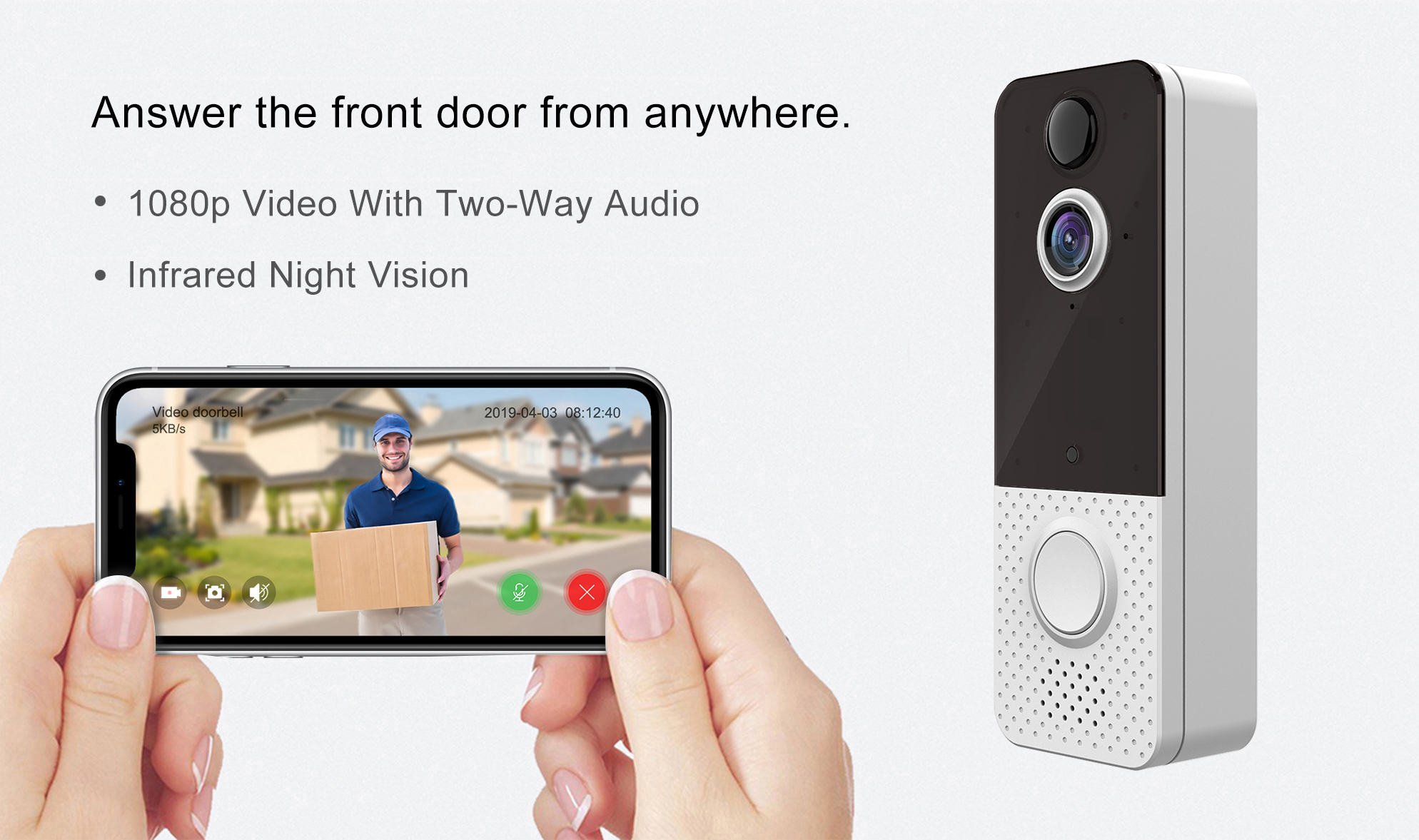 Two-way Audio smart ring wireless video doorbells