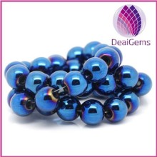 wholesale blue round 10mm hematite beads