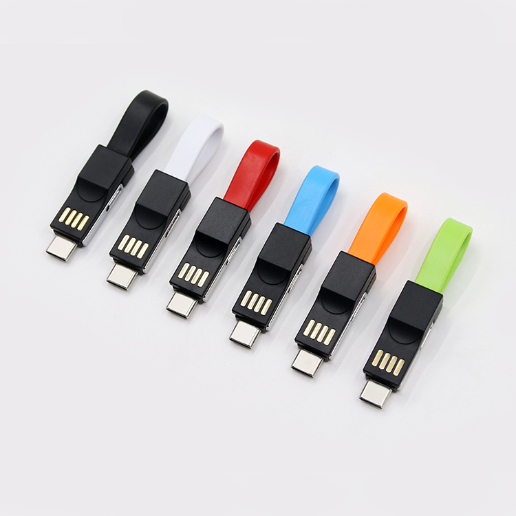 Yijiashishang CE ROHS Certified Portable 3 in 1 Magnetic Keychain USB Charging Cable for iOS,Android Micro USB and Type C Mobile Phones