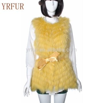 YR739 Beautiful Girl Fur Vest/Alibaba China Raccoon Fur Vest Yellow