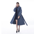 Cappotto in cachemire blu con cinturino alla moda