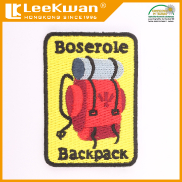 Backpack design embroidered patch, fashion plain embroidered patch