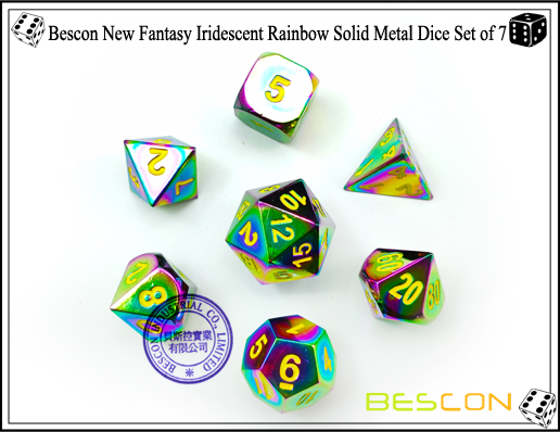 Bescon New Fantasy Iridescent Rainbow Solid Metal Dice Set of 7-5 Bescon New Fantasy Iridescent Rainbow Solid Metal Dice Set of 7-5