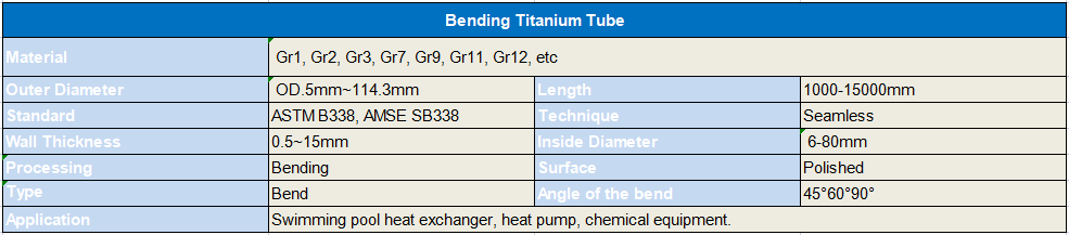 Bending Titanium Tube Quick Details