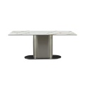 Mesa de jantar de design superior ajuste mármore redondo mármore branco e aço inoxidável mesa de jantar de luxo moderno