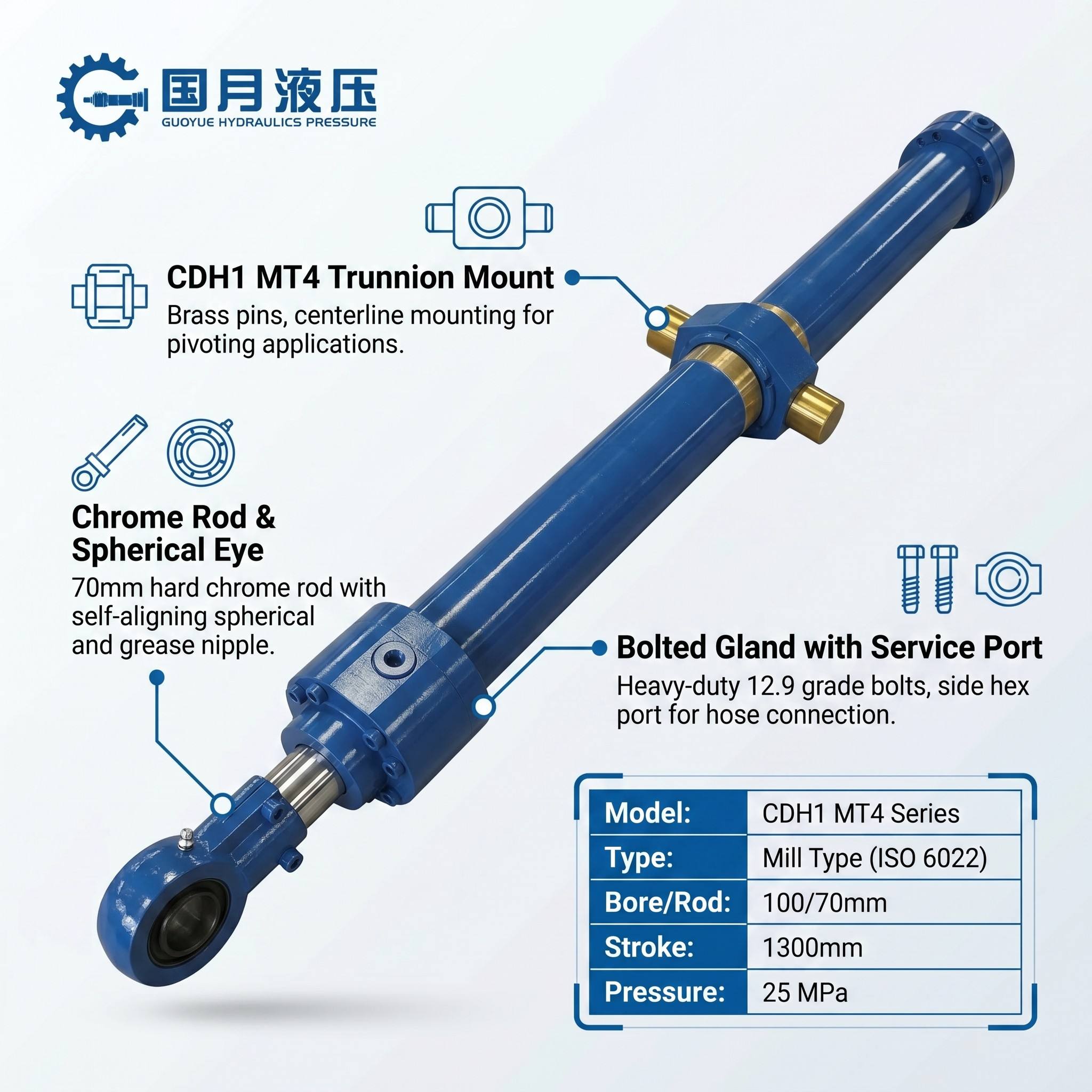 CDH1 MT4 100/70-1300 Hydraulic Cylinder CDH1 MT4 100/70-1300 Hydraulic Cylinder