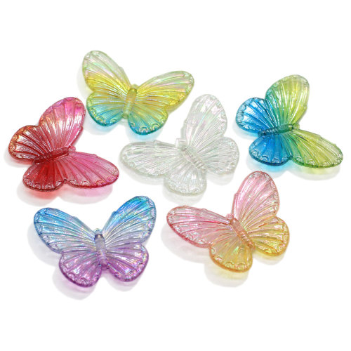 Más caliente Bicolor mariposa artificial acrílico artesanía DIY collar colgante joyería accesorio llavero Diy decoración artística