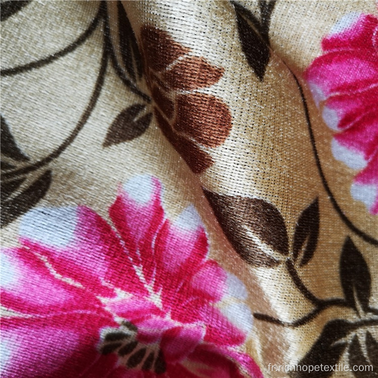 Tissu africain de couverture de canapé de velours de polyester imprimé par fleur