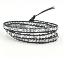 3 layer Luu Bracelet wholesale 4mm crystal beads Leather Rope Bracelet