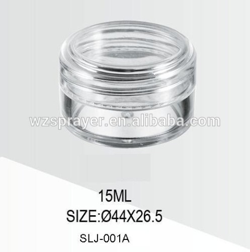 15g cosmetic jar, sample product plastic jar, plastic cosmetic jar