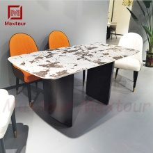 Modern Stainless Steel Dining Table and Chair Set with Artificial Marble Top for Home and Mall Use
