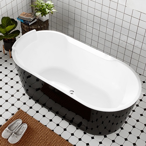 Europe Popular 170cm Glossy White Hot Tub Surface Stone Freestanding Corner Tub