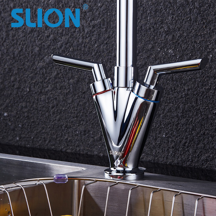 Popular Design seperate handle modern long neck sink brass kitchen faucet