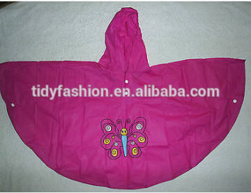 Butterfly printed purple children transparent rain cape