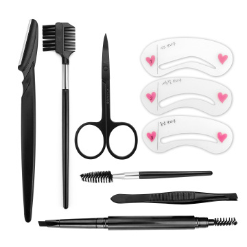 Makeup Grooming Kit: Brush, Comb, Scissors & Eyebrow Tools