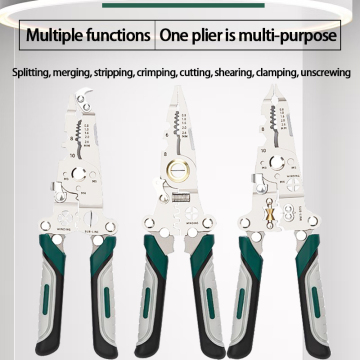 Three green folding wire strippers